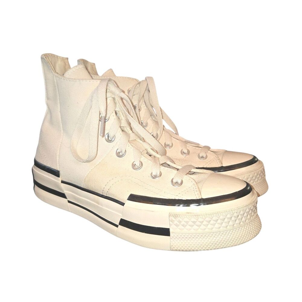 Converse Chuck 70 Plus Egret Asymmetric High Top Platform Sneakers Unisex M5/W7